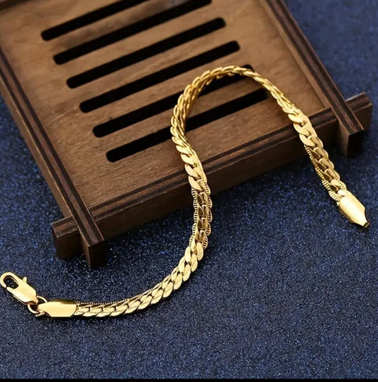 Pulsera tejida de oro 18k laminado